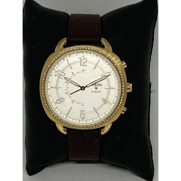Fossil FTW1208 Women's Brown Leather White Analog Dial Hybrid Smartwatch XX765 - Picture 1 of 12